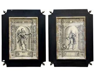 2pc. Antique European General Etchings
