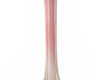 Pink & White Art Glass Swan Vase
