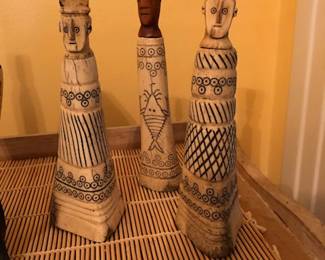 Antique Indonesian Bone Scrimshaw Medicine "Bottles"