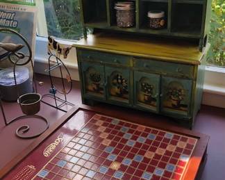 Deluxe Scrabble Game w/ Turntable, Little Painted Hutch