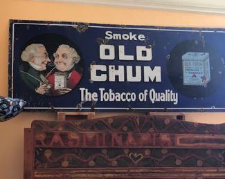 "Smoke Old Chum" Antique Advertising Steel Sign 5' x 2'