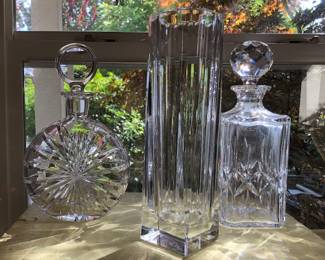 Crystal Decanters and Vase