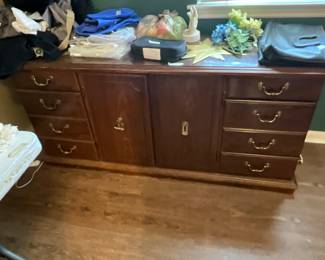 Large credenza with miscellaneous 