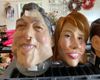 Garage n- masks of Bill & Hilary Clinton