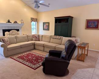 Great sectional 
Lazy boy Recliner 
Large Cabinet 