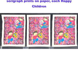 Lot 845 3pcs limited edition of 3000 serigraph prints on paper, each Happy Children