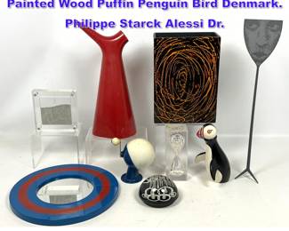 Lot 1165 9pcs Danish Modern Kay Bojesen Painted Wood Puffin Penguin Bird Denmark. Philippe Starck Alessi Dr.