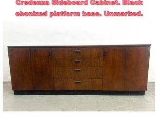 Lot 1415 Founders Mid Century Modern Credenza Sideboard Cabinet. Black ebonized platform base. Unmarked. 