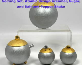 Lot 698 BRUCE MacDonald 4pc Post Modern Serving Set. Atomic design Creamer, Sugar, and Salt and Pepper Shake