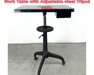 Lot 1437 Swiss Made Industrial Medical Work Table with Adjustable steel Tripod Base. 