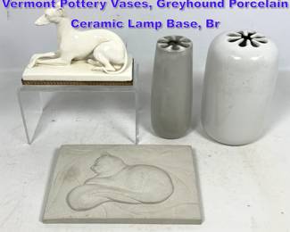 Lot 1159 Pottery Lot. 2 David Gil Bennington Vermont Pottery Vases, Greyhound Porcelain Ceramic Lamp Base, Br