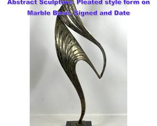 Lot 855 Aluminum 1997 CASCO Modernist Abstract Sculpture. Pleated style form on Marble Base. Signed and Date