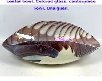 Lot 750 Large handblown Murano shell form center bowl. Colored glass. centerpiece bowl. Unsigned.