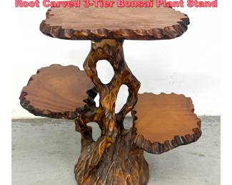 Lot 1468 Vintage Traditional Japanese Root Carved 3Tier Bonsai Plant Stand