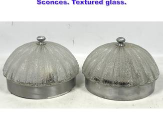 Lot 1005 Pr Lightolier Ceiling Mount Lamp Sconces. Textured glass.