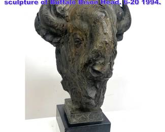Lot 860 Large Floyd T. DeWitt Bronze sculpture of Buffalo Bison Head. 620 1994.