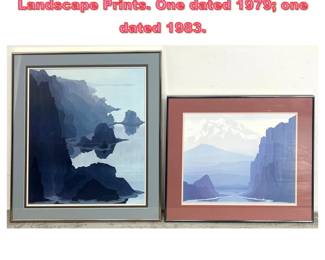Lot 1327 2pc JERRY SCHURR Framed Landscape Prints. One dated 1979 one dated 1983. 