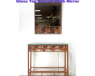 Lot 1074 Rabbit Decorated Wrought Iron Glass Top Console With Mirror