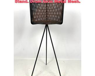 Lot 1533 MCM Metal Tripod Base Planter Stand. Drum form Metal Mesh. 