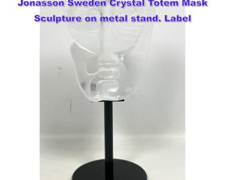 Lot 746 Vintage Danish Modern Mats Jonasson Sweden Crystal Totem Mask Sculpture on metal stand. Label