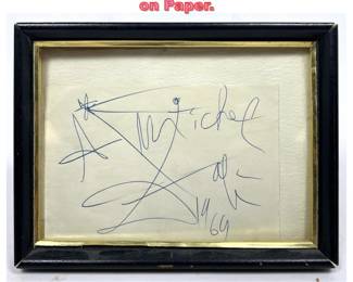 Lot 1297 Slavador Dali Framed Autograph on Paper. 