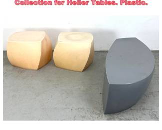 Lot 1676 3pcs Frank Gehry Furniture Collection for Heller Tables. Plastic. 