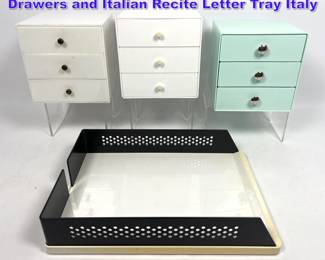 Lot 1138 Vintage White Plastic Mini Storage Drawers and Italian Recite Letter Tray Italy