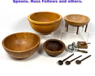 Lot 1170 Lot wood Kitchen Bowls and Spoons. Russ Fellows and others.