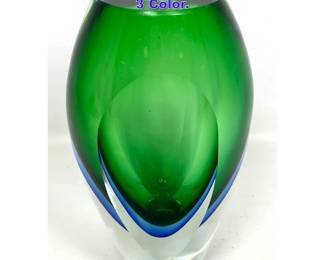 Lot 722 Heavy Blown Cased Glass Vase. 3 Color.