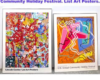 Lot 983 2pc LINCOLN CENTER, NYC Posters. Community Holiday Festival. List Art Posters.