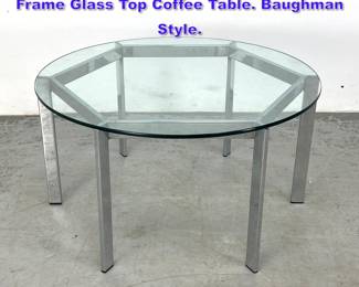 Lot 1004 70s Vintage Mid Century Chrome Frame Glass Top Coffee Table. Baughman Style.