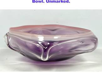 Lot 714 Large Hand Blown Art Glass Center Bowl. Unmarked.