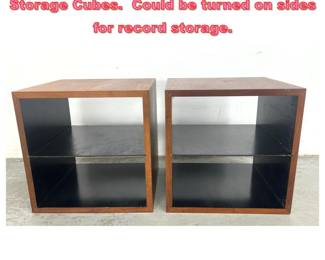 Lot 1382 Pair 70s Vintage Walnut Wood Storage Cubes. Could be turned on sides for record storage.