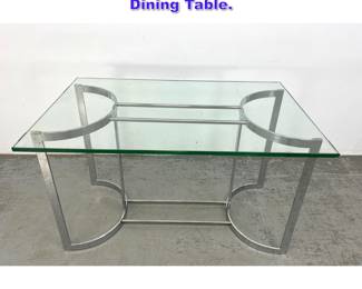Lot 1007 Milo Baughman Style Glass Top Dining Table.