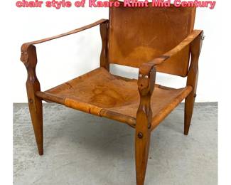 Lot 1513 Tan Leather Safari low lounge chair style of Kaare Klint Mid Century