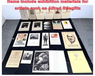 Lot 1238 20 pcs Ephemera. Noteworthy items include exhibition materials for artists such as Alfred Stieglitz