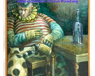 Lot 819 Stefani 63 Oil Painting on Canvas, Impressionist Clown Painting