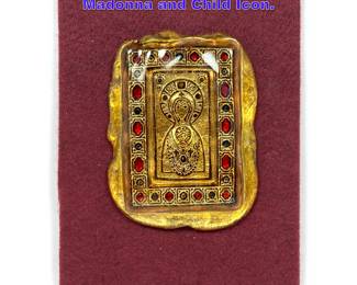 Lot 777 Ferro and Cimegotto Murano glass Madonna and Child Icon.