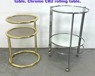 Lot 1015 2pcs Tables. DIA style swing top table. Chrome CB2 rolling table.