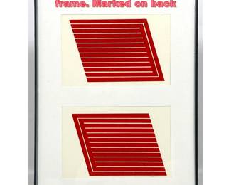 Lot 1309 Donald Judd 2 piece prints in frame. Marked on back 
