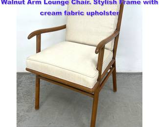 Lot 616 Robsjohn Gibbings style Modernist Walnut Arm Lounge Chair. Stylish Frame with cream fabric upholster