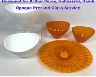 Lot 837 5pcs 50s Lennart Andersson Designed for Arthur Percy, Gullaskruf, Randi Opaque Pressed Glass Service