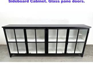 Lot 815 Large Industrial Style Metal Display Sideboard Cabinet. Glass pane doors.