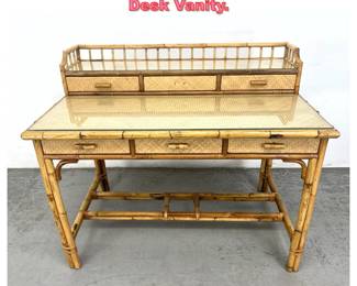 Lot 1381 Bamboo and Rattan Low Writing Desk Vanity. 