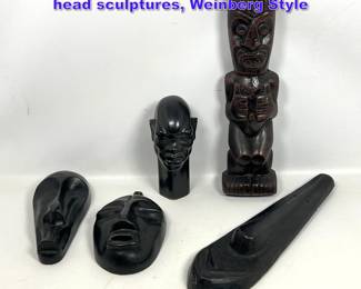 Lot 1166 5pcs Vintage Tiki Motif Ceramic head sculptures, Weinberg Style