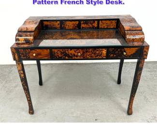 Lot 914 Tortoise Style Writing Desk. Colorful Pattern French Style Desk.