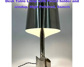 Lot 894 Vintage Henri Mathieu Modernist Desk Table Lamp with Pencil holder and windup. High Polished, Someti