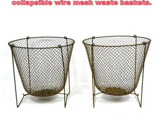 Lot 1533 Pair French MAILLINOX collapsible wire mesh waste baskets. 