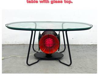 Lot 1303 4 Way Railroad Lantern Coffee table with glass top. 