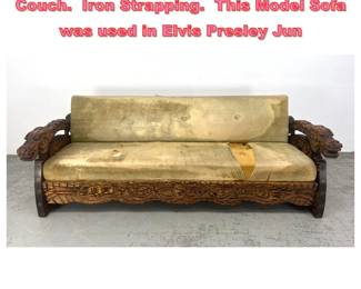 Lot 1650 Vintage Witco Dragon Arm Sofa Couch. Iron Strapping. This Model Sofa was used in Elvis Presley Jun